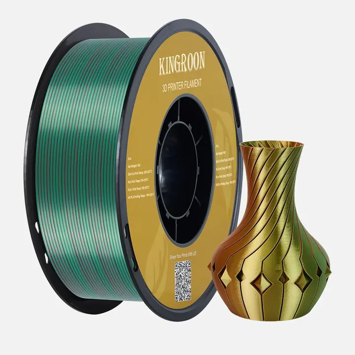 Silk Tricolor Gold / Green / Rose Red filament